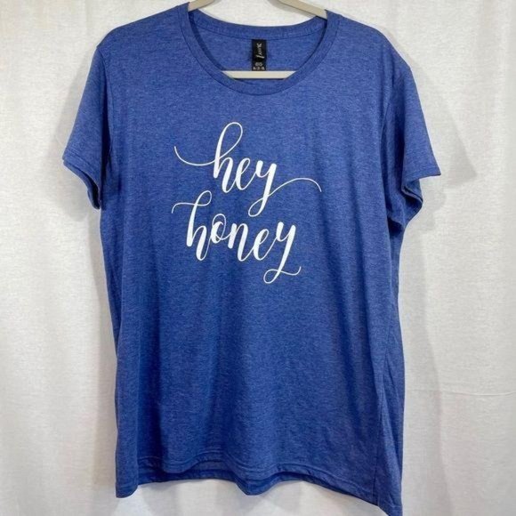 Anvil Women XL‎ Lightweight Soft Cotton Blend Blue hey honey T-Shirt NWOT - Picture 8 of 8